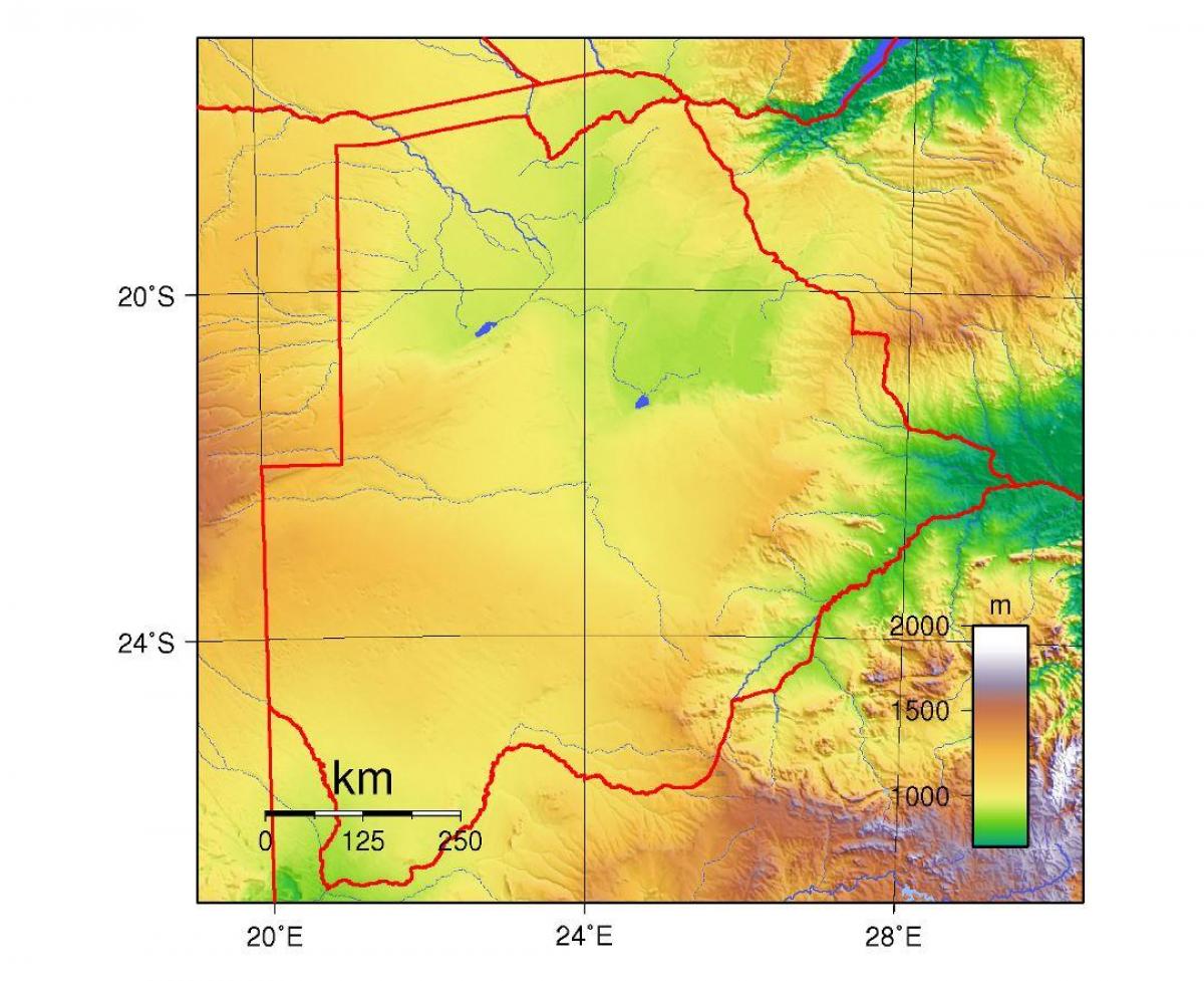 mapa do Botswana física