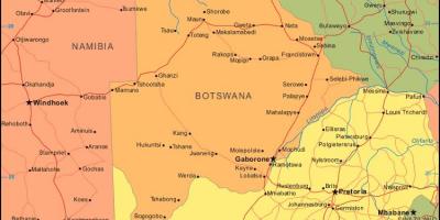 Mapa do Botsuana, mostrando todas as aldeias